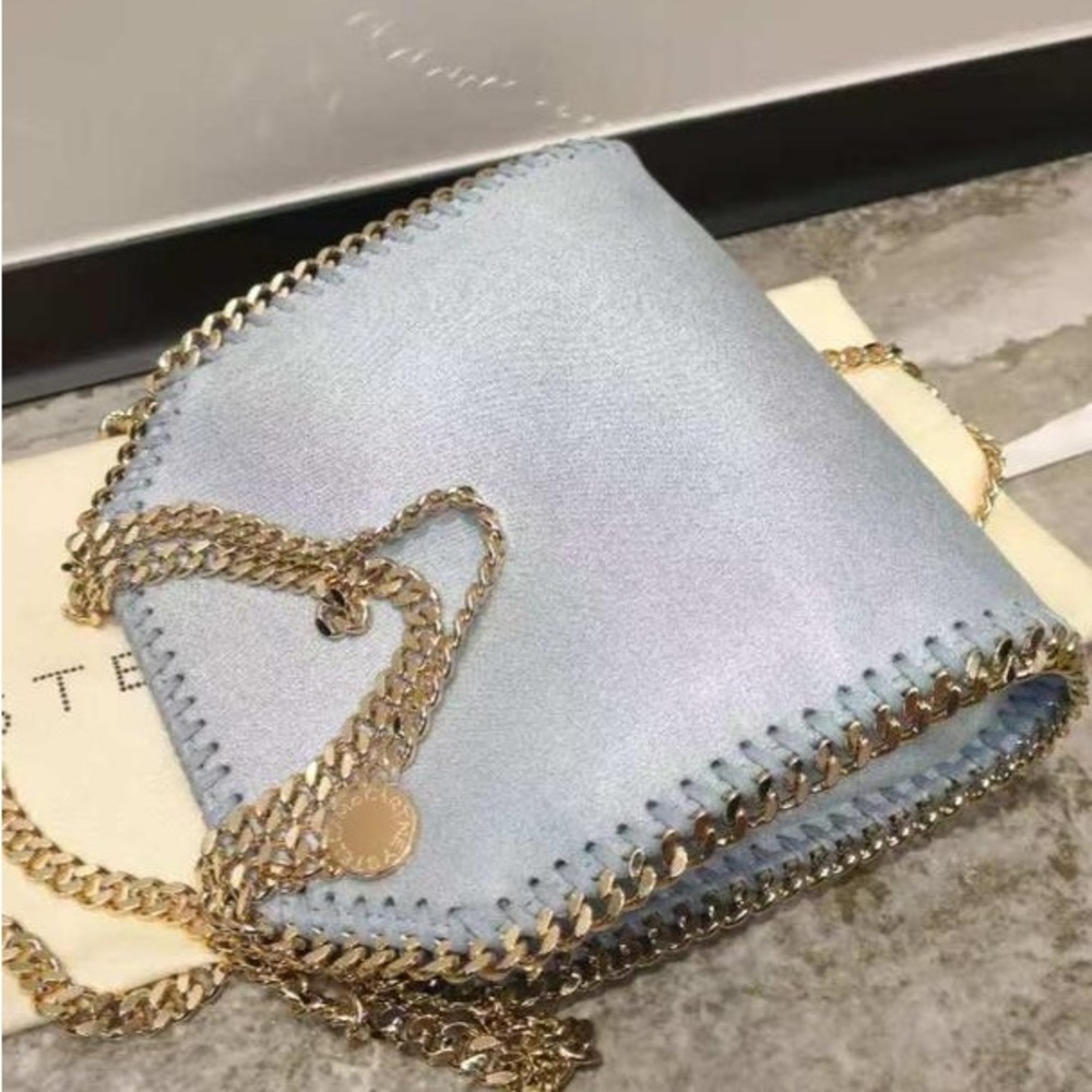 Stella McCartney Light Blue Chain-Trim Shoulder Bag - Picture 4 of 9